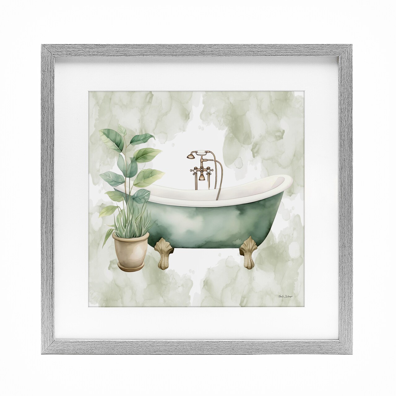 Stupell Industries Bath Oasis with Plant Framed Print Under Glass, design by Nicole DeCamp
